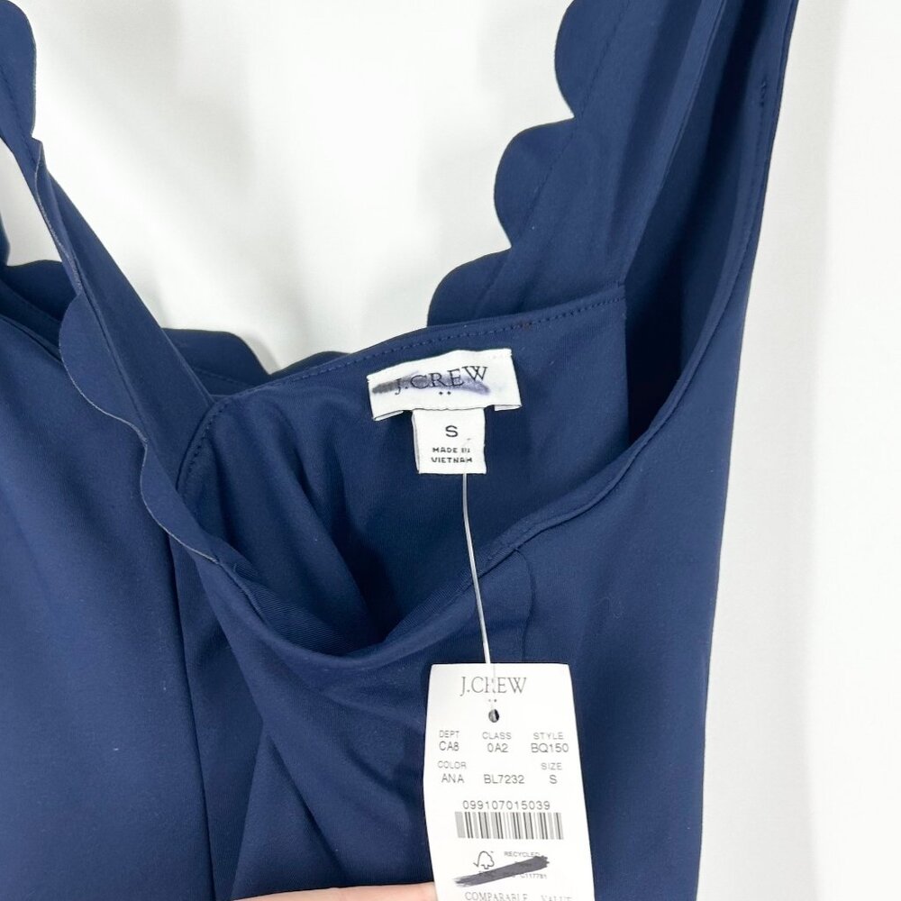 NWT J. Crew Factory Scalloped Active Dress with Built-in Shorts in Antique Navy - Picture 6 of 8